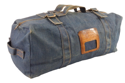 Vintage Levi's Blue Denim Duffle Bag Orange Tab