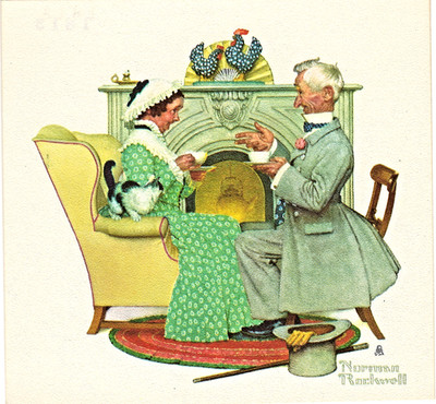 NORMAN ROCKWELL ''GAILY SHARING GOOD TIMES'' ~ *BROWN & BIGELOW / LITHO PRINT* #64