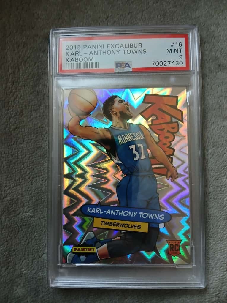 2015 Panini Excalibur Karl-Anthony Towns Kaboom Rookie RC PSA Mint 9