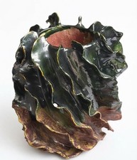 Handmade Ceramic Vase, Wabi-Sabi Decorative Flower Vase, Organic Wave Design wit
