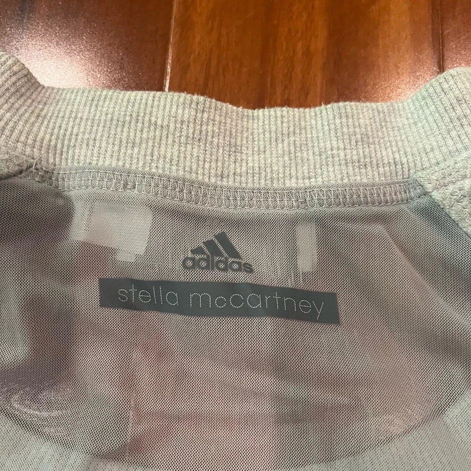 Adidas X Stella McCartney Gris Claro Sudadera Malla Espalda Transparente Manga Corta M Foto 4 de 4