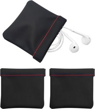 3pcs Earphone Pouch PU Leather Headphone Storage Bag Universal Spring Bag