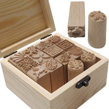 16PCS Wooden Clay Pottery Stamp Pottery Tool Wood Block Stamp