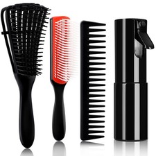 4pcs Curly Hair Brush Set for Adult  Kids, Wet or Dry, Detangling with Spray...
