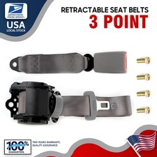 Grey 3 Point Retractable Seat Belt Replacement Safety Harness For Car Truck