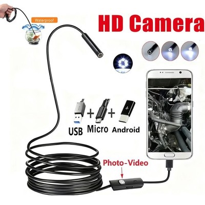 6LED USB Snake Endoscope Borescope HD Inspection Camera  For Android Type C Lot