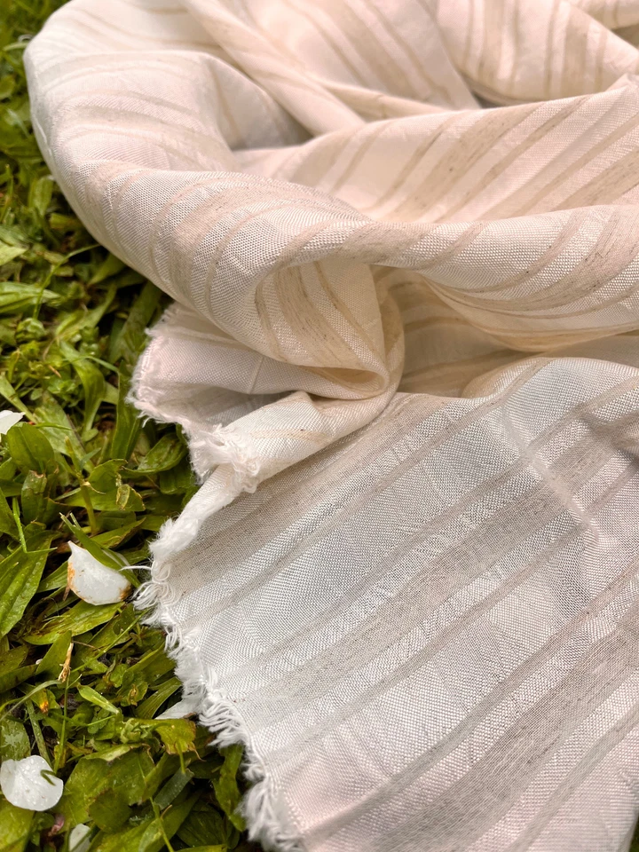 Striped and Textured Silk Linen Fabric By 2 Meters, Designer Fabric - Image 3 of 4