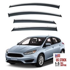 4pcs Smoke Tint with Chrome Trim Outside Mount Tape On/Clip On Style PVC Sun