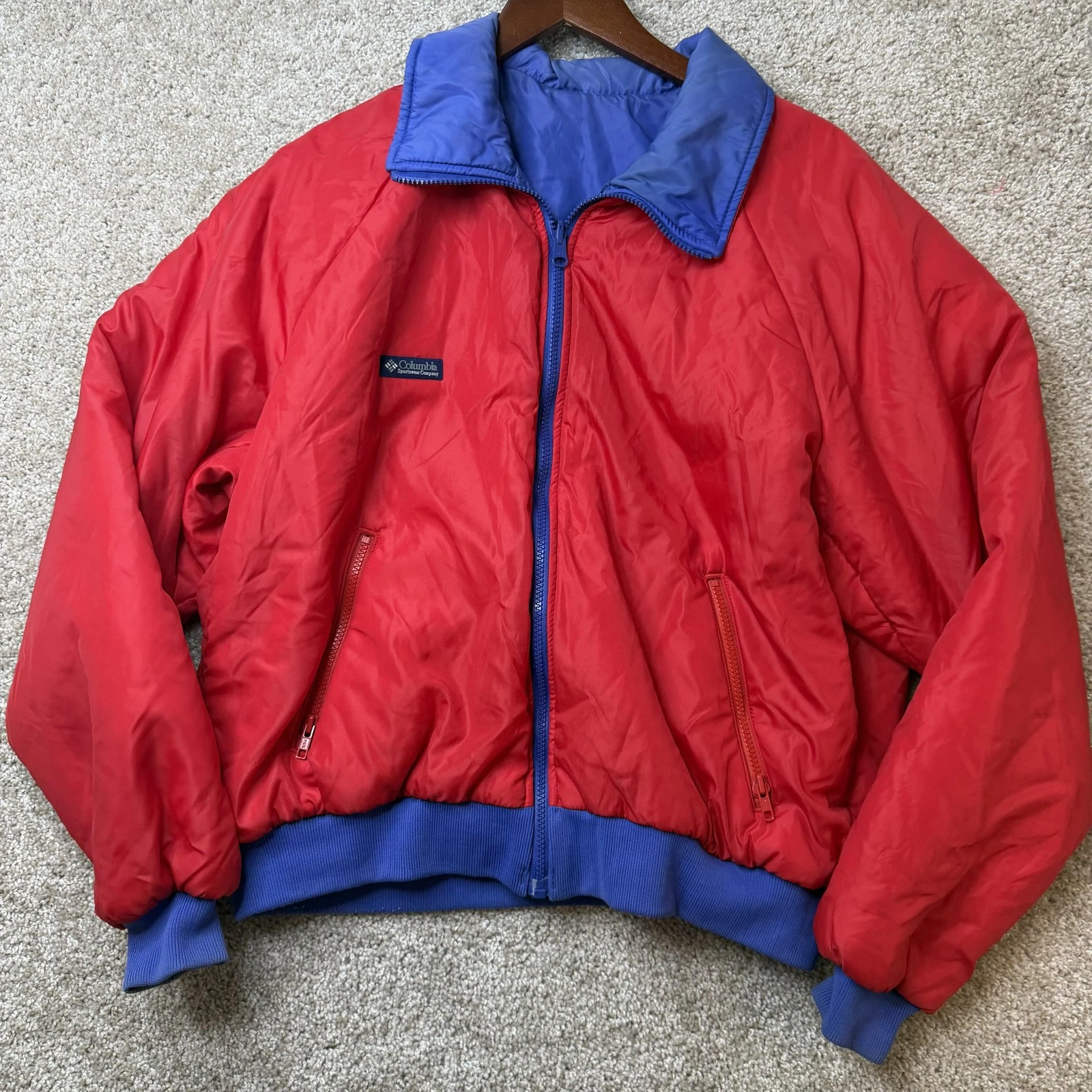Vintage Columbia Jacket Mens XL Red Down Puffer Full Zip Thinsulate Winter Snow