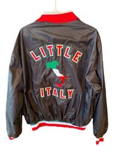 Vintage 80's Little Italy NY bomber Jacket XL Big logo USA made embroidered EUC