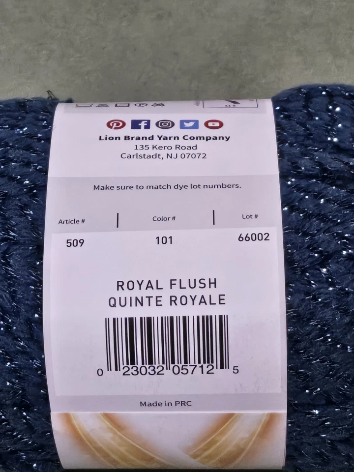 Lot Of 2 Lion Brand Boogie Nights Polyester Sparkle Yarn #5 Bulky *Royal Flush* - Image 4 of 4