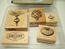 Stampin' Up! Homegrown Wood Block Rubber Stamp Complete Set 5 Box