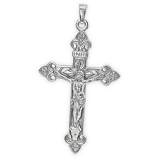 CLEVER SCHMUCK Silbernes Kreuz Anhänger Jesus Barock INRI Echt Silber 925