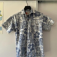 Blue and White The Hawaiian Original Hawaiian Shirt Kids Size M