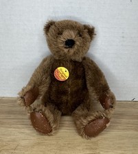 Vintage Original Steiff Dark Brown Mohair Teddy Bear With Leather Paws