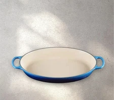 New Le Creuset Signature Cast Iron Oval Baker, 3 qt. in Azure Blue