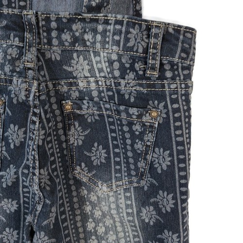 12K Overalls Teen Girls Size 12 Blue Denim Hippie Pattern 6 Pocket Cotton Blend - Picture 12 of 16