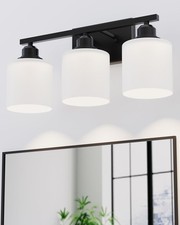 3-Light Bathroom Vanity Light, Anti-Rust Matte Black Bathroom Light Fixtures ...