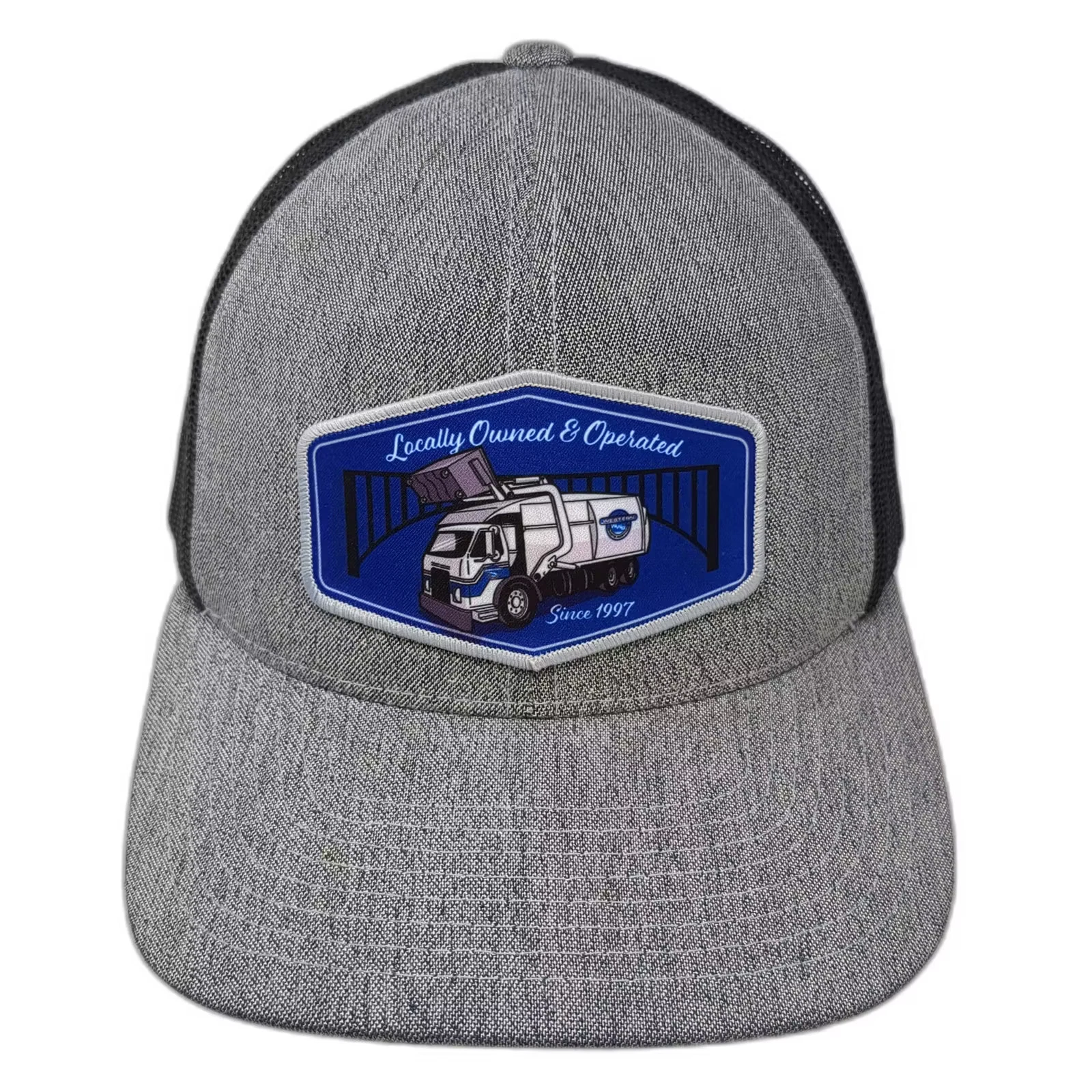 Pacific Headwear Trucker Hat Gray Black OS Snapback Garbage Truck Patch OSFA