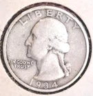 1934 Washington Quarter – 90% Silver – FREE SHIP Phil Mint (8-14)