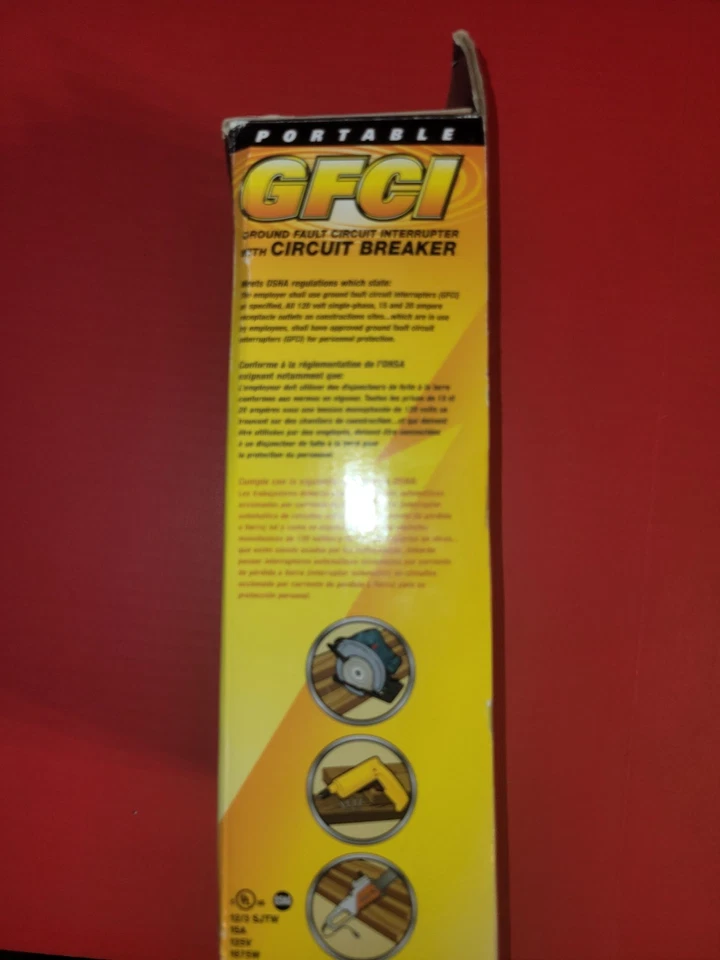 Prime 便携式 GFCI 12/3 6 英尺 15a 接触硬质盒防震安全 OSHA 需要 — 第 3/4 张图片