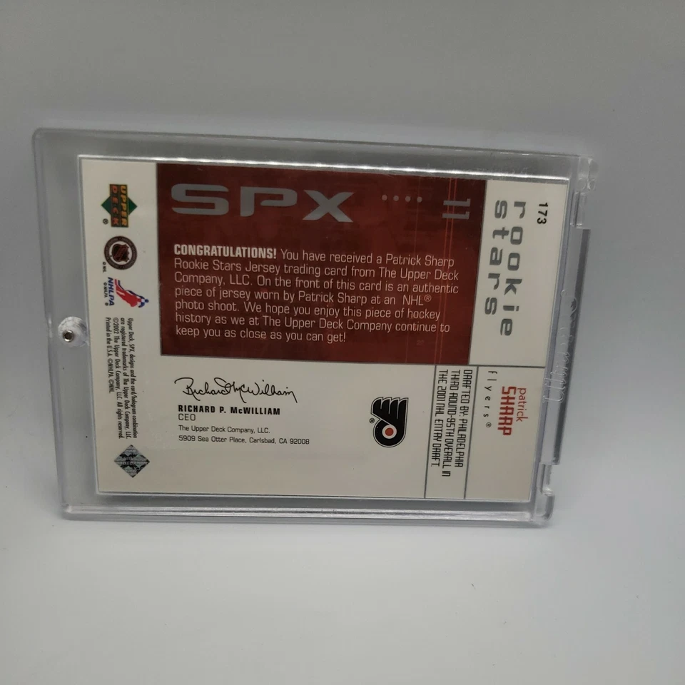 2002-03 SPX Rookie Stars Patrick Sharp Patch RC /999 - #173 - Image 4 of 4