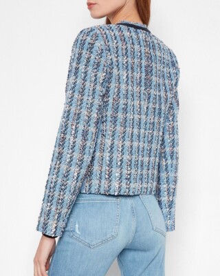 ゆ　blue check tweed jacket Chanel Blue Yellow Check Tweed Jacket