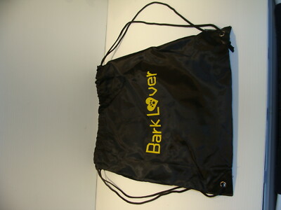 BARK LOVER DRAWSTRING BAG NEW BLACK & YELLOW 13 1/2'' X 18 1/4''