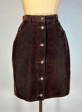 Vintage 1990's brown corduroy button-front hi-waist short skirt by PATRICK X