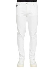 NWT VERSACE JEANS COUTURE WHITE JEANS WITH LOGO PATCH 78GAB5D0 CEWR1