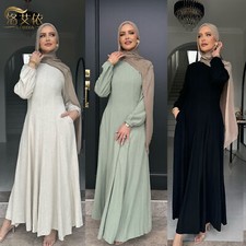 Muslim Kaftan Abaya Dubai Women Long Dress Evening Islamic Robe Elegant Gown New