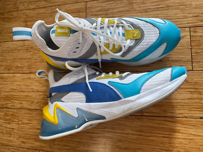 Puma LQDCELL Origin Suede Trainers White Blue Yellow US Mens