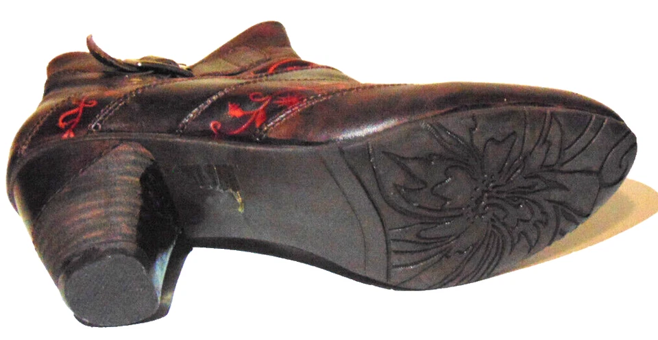 Spring Step Mantra Marrón Rojo Floral Botas Cuero Zapatos al Tobillo Bombas ~ 38/ 7.5-8 Foto 4 de 4