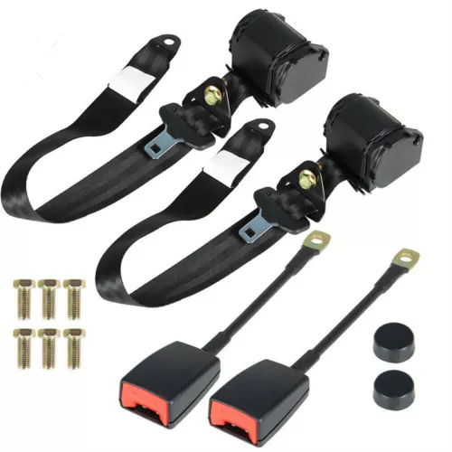 Seat Belt Universal Safety 2 Sets 3 Point Retractable Truck Strap Seatbelt AU - Picture 2 of 18