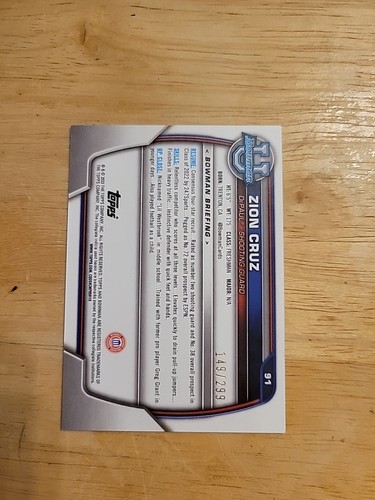 2022-23 Bowman University rifrattore cromato Aqua Wave /299 croce di Zion #91 - Foto 2 di 2