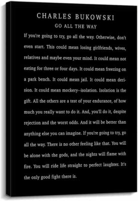 Go All The Way Poem Wall Decor Charles Bukowski Quotes Wall Art Poetry Posters