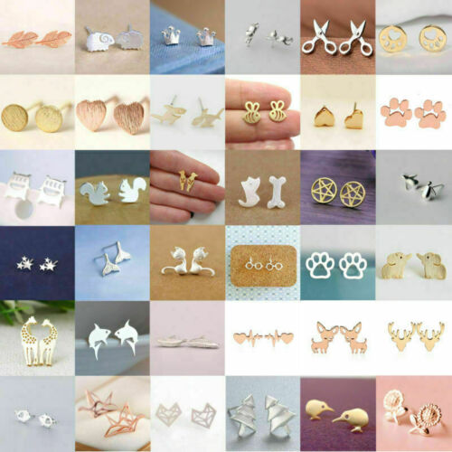 Boucles d'oreilles femmes fille argent sterling 925 joli clou d'oreille bijoux cadeaux mode - Photo 1/129