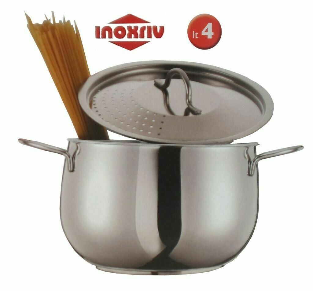 PENTOLA CUOCI SCOLA COPERCHIO FORATO PER SCOLARE CM 22 PER INDUZIONE INOX RIV