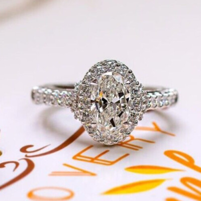 Wedding Gift For Bride 2CT Simulated Diamond Silver Plated Stunning Bridal Ring