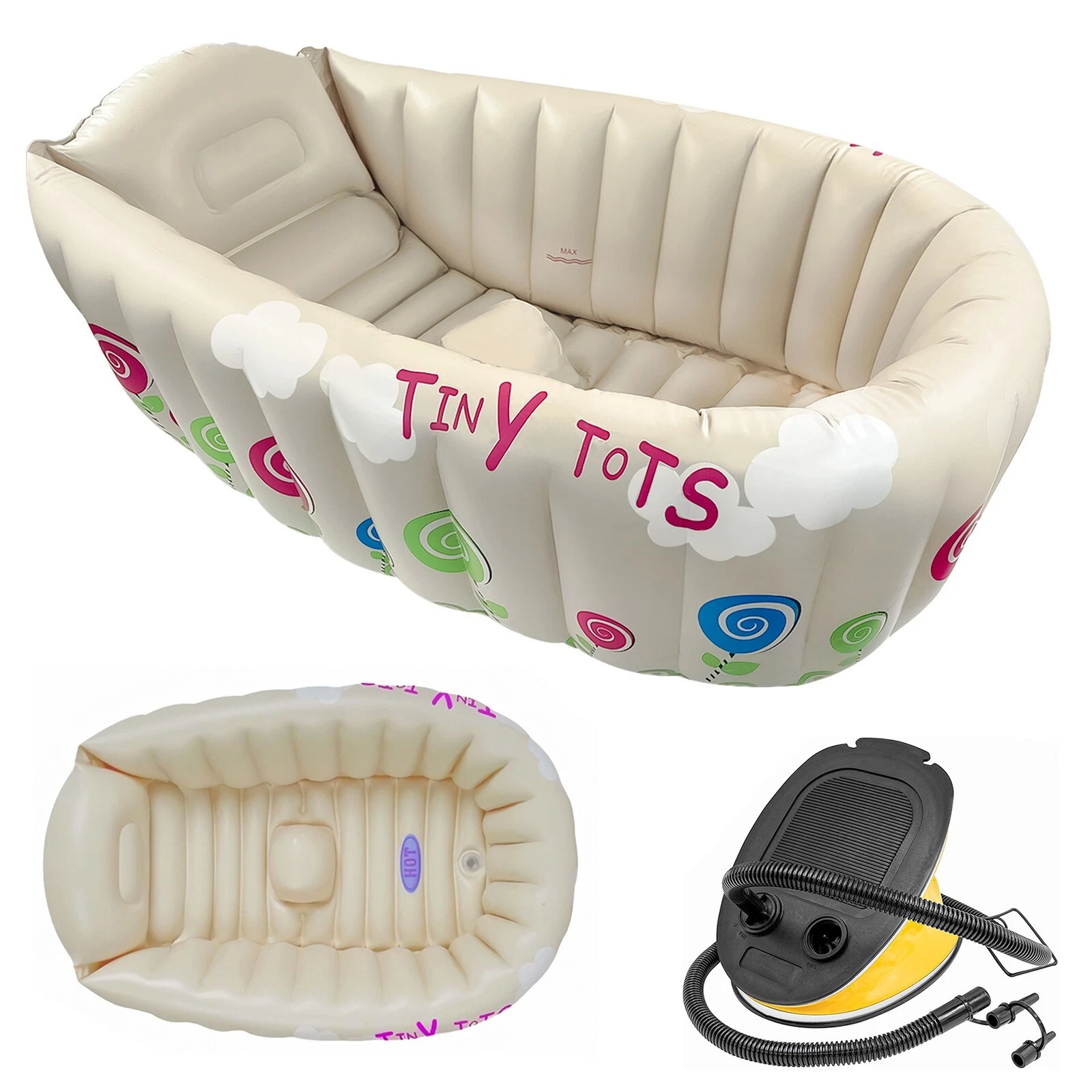 INFLATABLE TINY TOTS BABY BATH TUB HOT WATER HEAT TEMPERATURE SENSOR + FOOT PUMP
Opens in a new wind