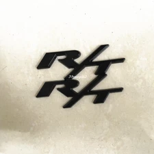 2x For RT Emblems R/T Car Body Side Badge Full Black Car Decoration Nameplates