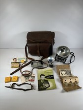 Vintage Camera Bag  Accessory Lot Ansco Lancer Kodak Duaflex 2  Pigskin Bag
