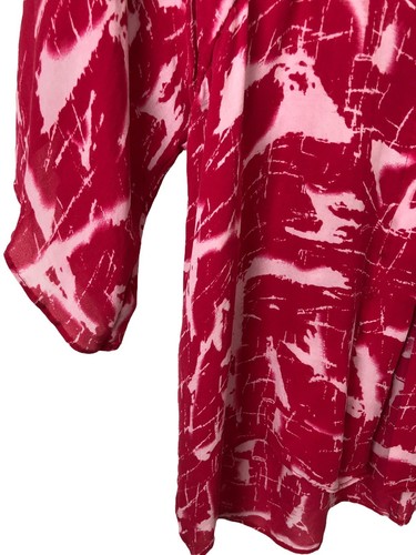 Alice and Olivia S Top Blouse Wrap Pink White V-Neck Empire Waist Kimono Sleeve - Picture 5 of 12