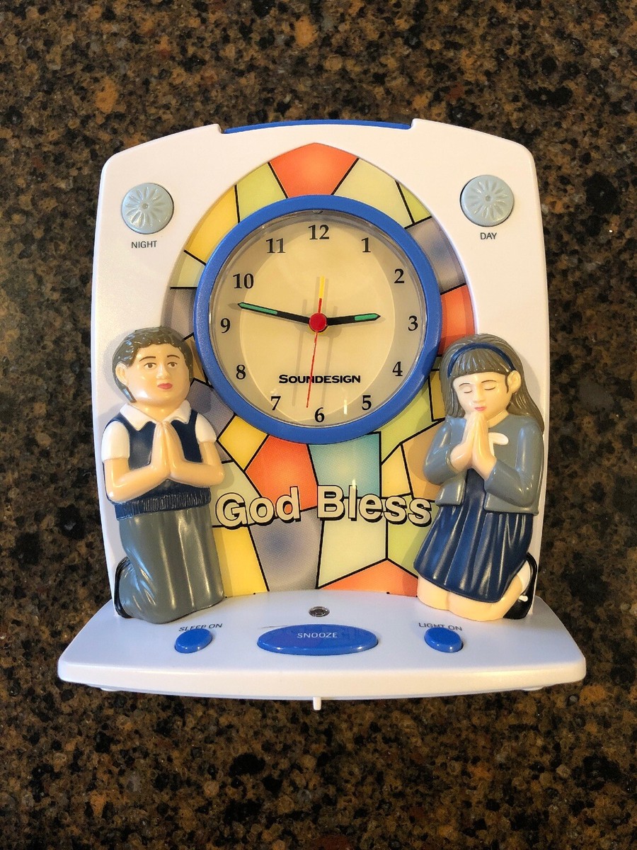 Soundesign 3128W God Bless Prayer Alarm Clock / Prays Scripture