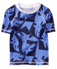 NWT Gymboree Boys Blue Swim Shop Rash Guard Top Shirt 2t