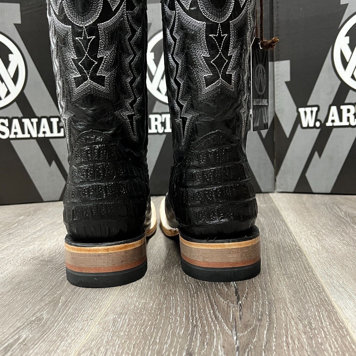 MEN'S RODEO COWBOY ALLIGATOR PRINT WESTERN SQUARE TOE BOOTS