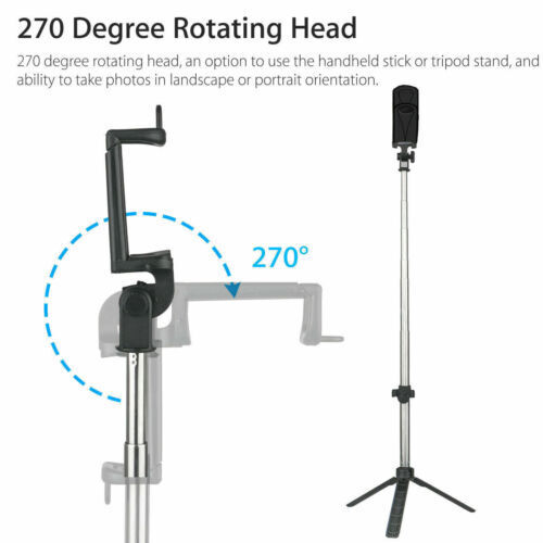 Extendable Tripod Stand Selfie Stick For Samsung iPhone Bluetooth Remote Folding - Picture 13 of 16