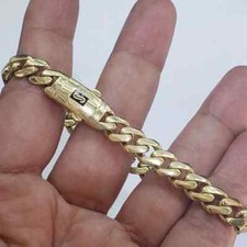 14k Yellow Gold Plated Miami Cuban 8 MM Link monaco Bracelet 8" long Box Lock
