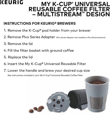 2-Pack Genuine Keurig My K-Cup Universal Reusable Filter – MultiStream Technology, Open Box