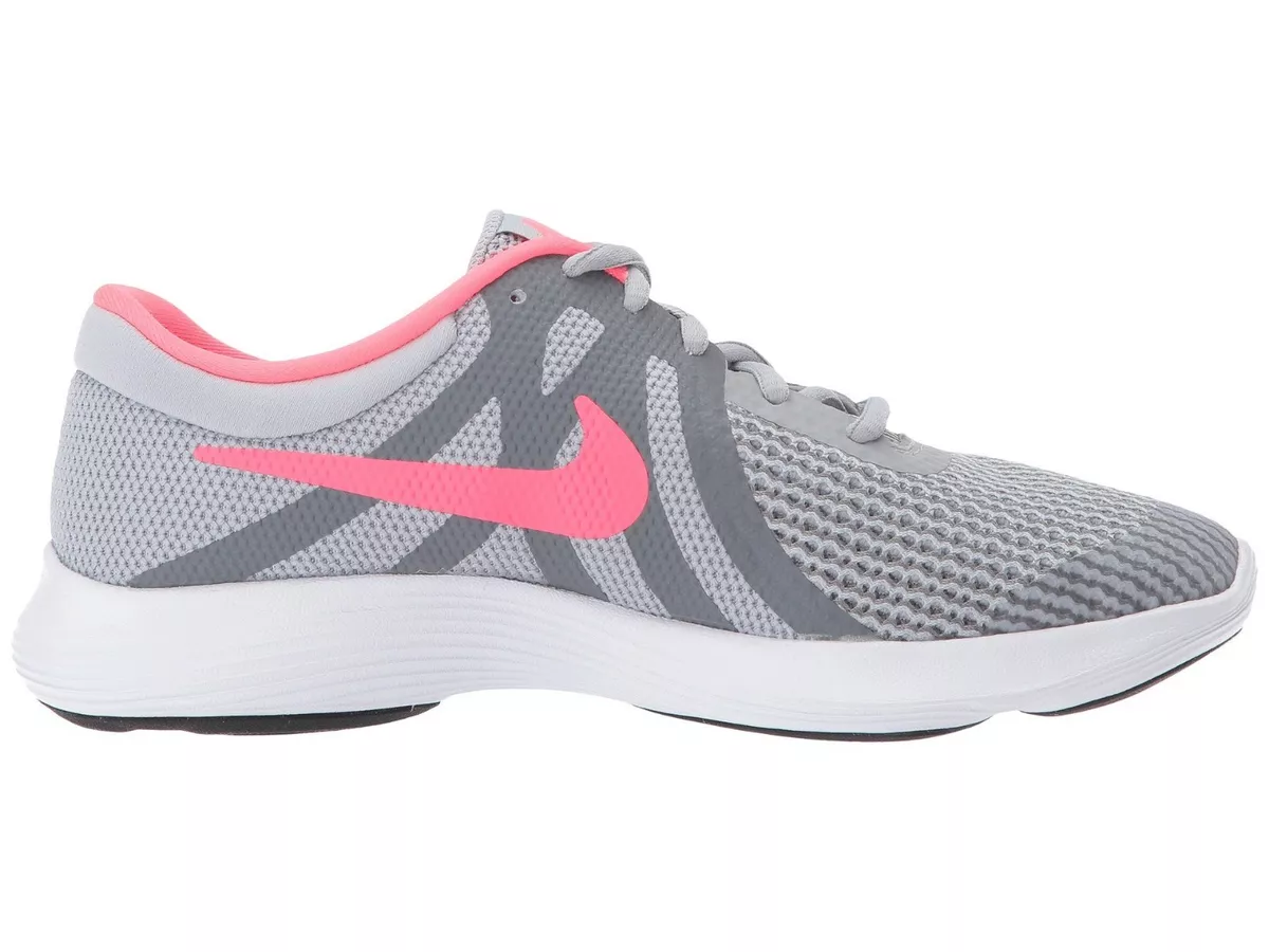 NIKE Kids Revolution 4 Girls Sneakers Grey Pink SZ 3.5Y 7Y